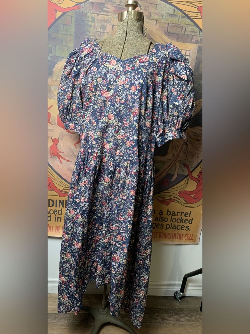 Cottagecore Cam Fashion Handmade Custom Floral Puff-Sleeve Dress - Picture 5 of 9